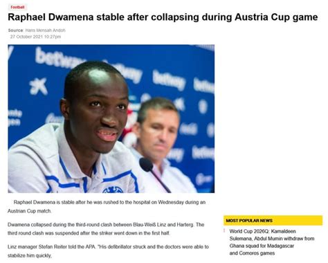 Ghana striker Raphael Dwamena dies at 28 few days ago, after suffering ...