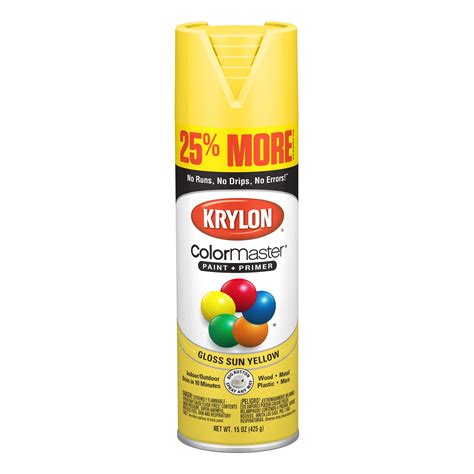 Krylon ColorMaster Paint + Primer Bonus, Gloss, Sun Yellow, 15 oz ...