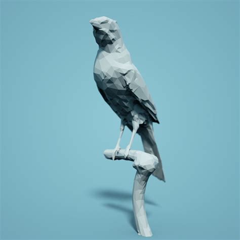 Low Poly Bird Model perched on branch 3D model 3D printable | CGTrader