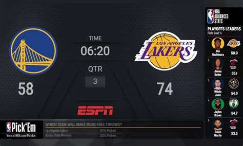 Warriors @ Lakers Game 6 Live Scoreboard | #NBAPlayoffs Presented by Google Pixel | Basketball ...