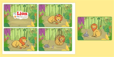 The Lion And The Mouse Story Sequencing Cards - story cards