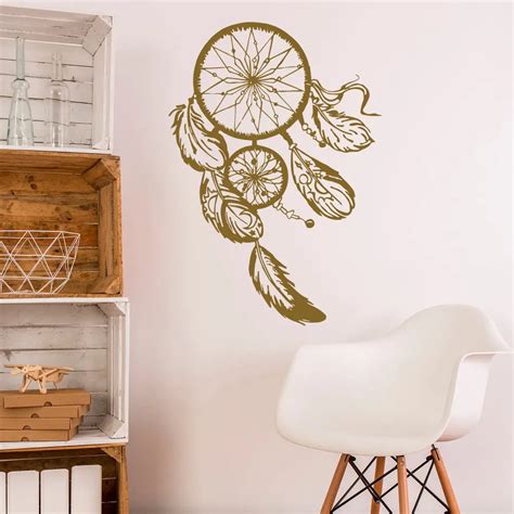 Dream Catcher Wall Decal Gold Dreamcatcher Wall Stickers Hippie Native ...