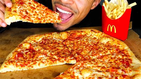 ASMR LITTLE CAESARS PIZZA MUKBANG | EATING MCDONALD'S SALTY & HOT FRIES | NO TALKING JERRY *BIG ...