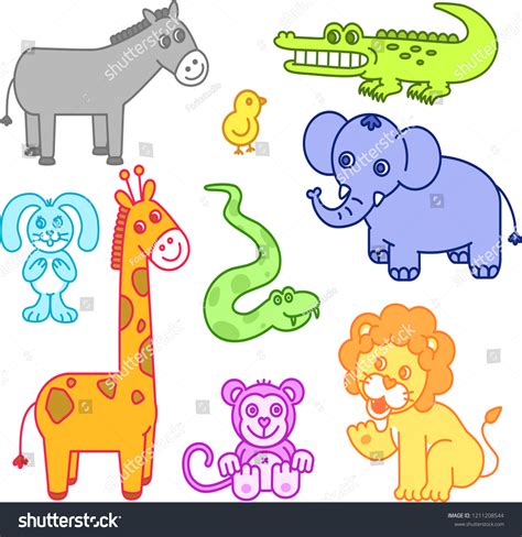 Cartoon Drawing Zoo Animals Wild Animals: เวกเตอร์สต็อก (ปลอดค่าลิขสิทธิ์) 1211208544 | Shutterstock