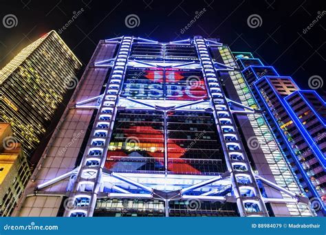 HSBC Main Building in Hong Kong at Night Editorial Stock Image - Image ...