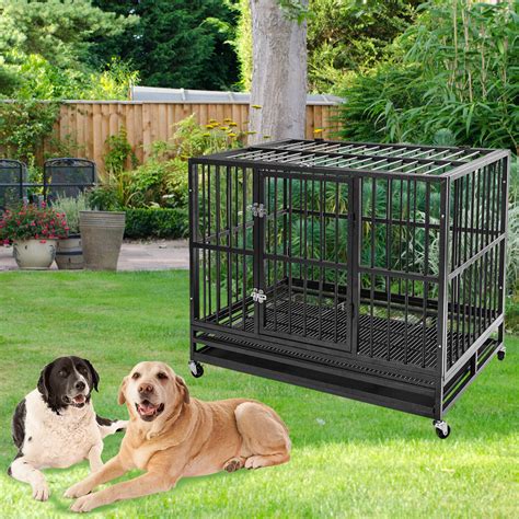 Tucker Murphy Pet™ Heavy Duty Dog Crate, 42 Inch Dog Crates For Large Dogs Indestructible Dog ...