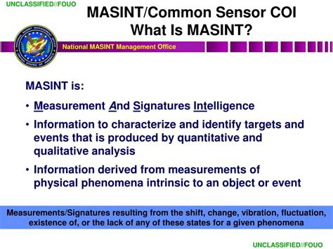 PPT - National MASINT Management Office (NMMO) MASINT/Common Sensor COI PowerPoint Presentation ...