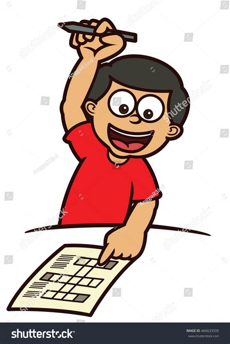 Boy Answering Crossword Puzzle Cartoon Illustration Stock Vector (Royalty Free) 466633595 ...