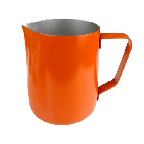 Milk Frothing , Orange 20oz Stainless Steel Froth Pouring Jug, Milk Frother Cup With Measurement ...