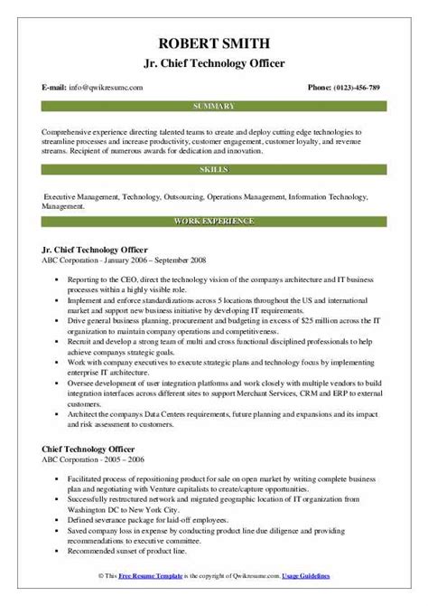 Chief Technology Officer Resume Samples | QwikResume