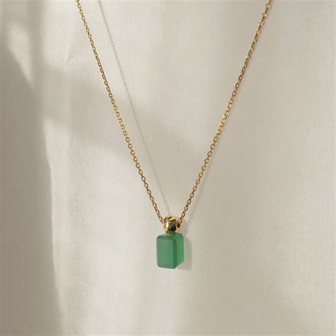 Green Agate Pendant Necklace Gold Vermeil Necklace Natural - Etsy