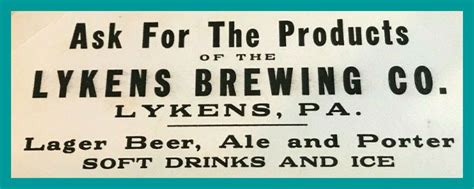 Lykens Brewing Company – Lykens Valley: History & Genealogy