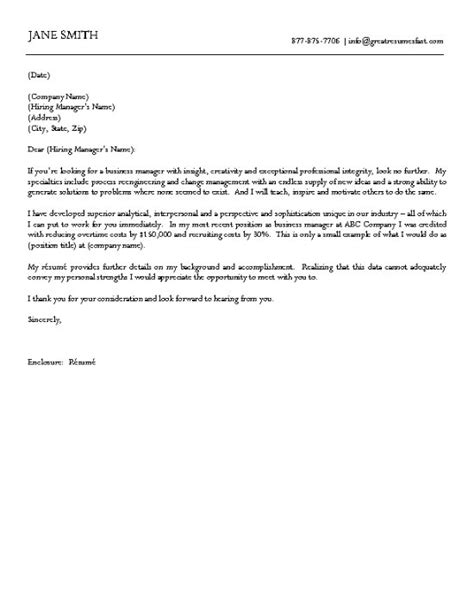 Business Cover Letter Example