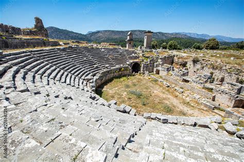 Xanthos Ancient City. Grave monument and the ruins of ancient city of ...