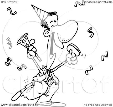 Royalty-Free (RF) Clip Art Illustration of a Cartoon Black And White Outline Design Of A Black ...