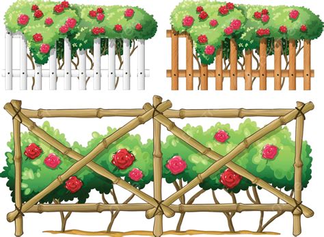 Fence Design With Roses Many Rose Art Vector, Many, Rose, Art PNG and ...