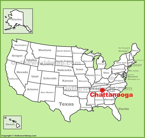 Chattanooga location on the U.S. Map