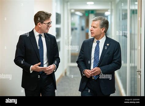 MI5 Director General Ken McCallum (left) and FBI Director Christopher Wray meet at MI5 ...