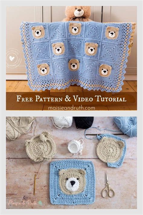 Bear baby blanket free crochet pattern and video tutorial – Artofit