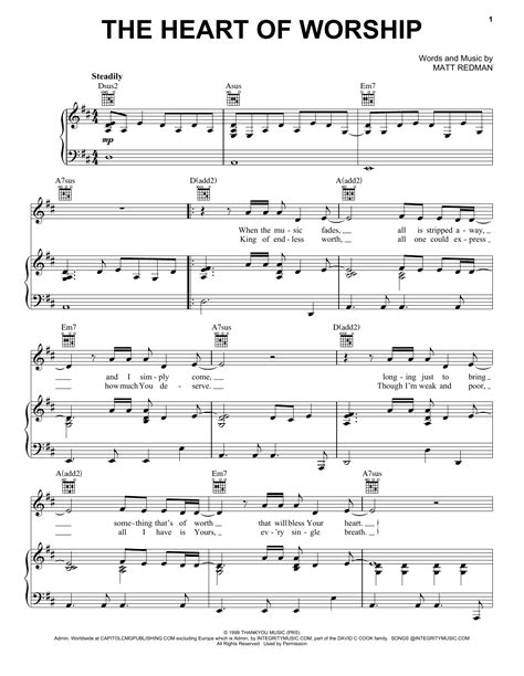 The Heart Of Worship by Matt Redman Sheet Music for Piano, Vocal ...