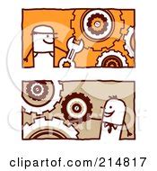 Clipart of a Stick Man Mechanic Performing an Oil Change - Royalty Free ...