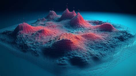 Island Depicted Through 3d Rendered Topographic Wireframe Grid With Gradient Color Background ...