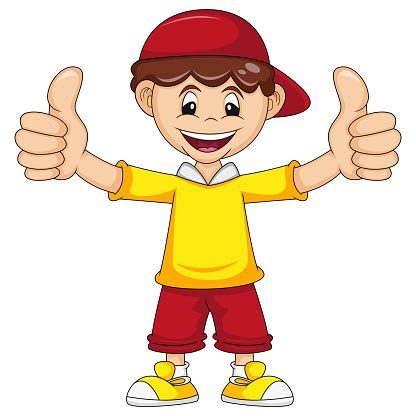 A Boy Give Two Thumbs Up Cartoon Vector Illustration Stock Illustration - Download Image Now ...