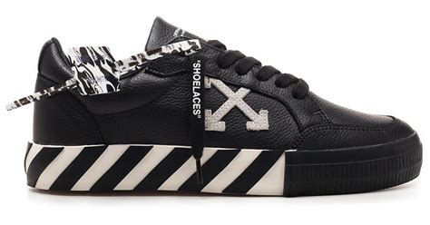 Off-White c/o Virgil Abloh Leather Low Top Vulcanized Sneakers in Black for Men - Lyst