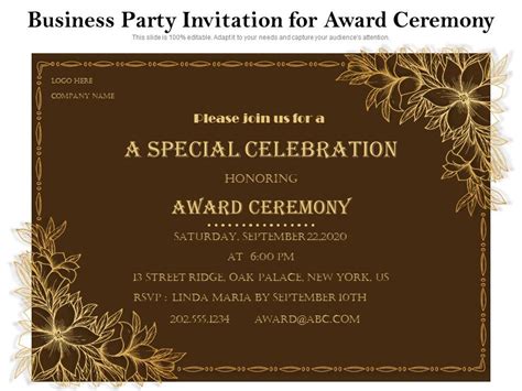 Business Party Invitation For Award Ceremony | Presentation Graphics | Presentation PowerPoint ...