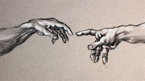 Creation Of Adam Hands Drawn in Charcoal PROCESS | Hand art drawing, How to draw hands, Drawings