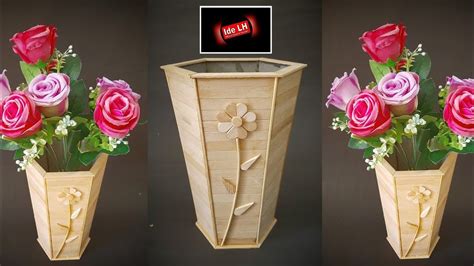 Membuat Vas Bunga dari Stik Es Krim & Karton Bord | Flower Vase | Popsicle Sticks | Lolly stick ...