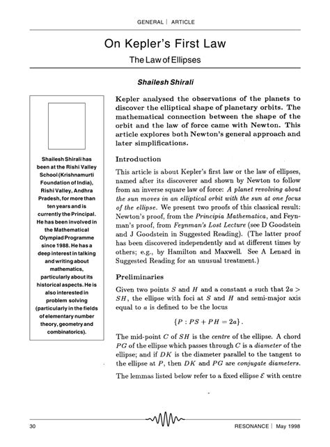 (PDF) On Kepler’s first law