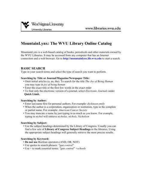 MountainLynx: The WVU Library Online Catalog