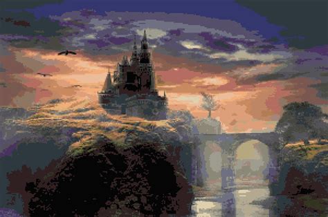 Castle on Hill Sunrise: Fantasy Castle Scene Inspired - Etsy