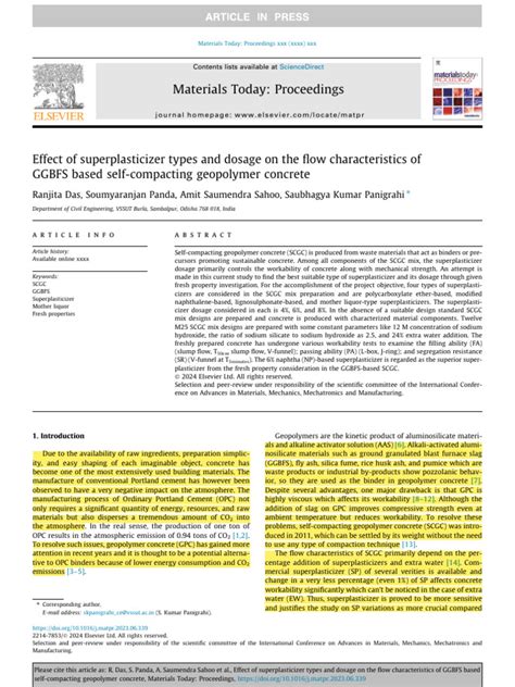 Effect of Superplasticizer Types and Dosage On The Flow Characteristics ...