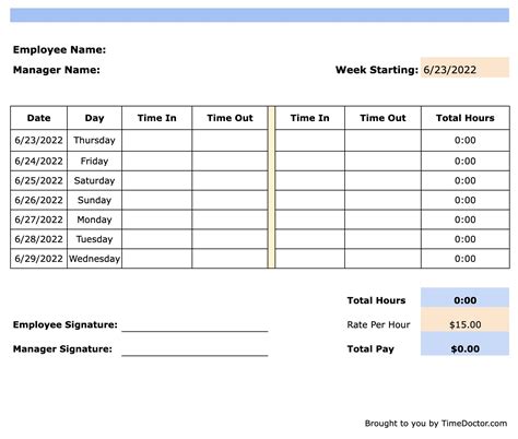 Free Printable Timesheet Templates (Excel, Word, PDF), 52% OFF