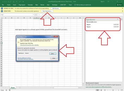 costaceto - How to add a signature to excel document