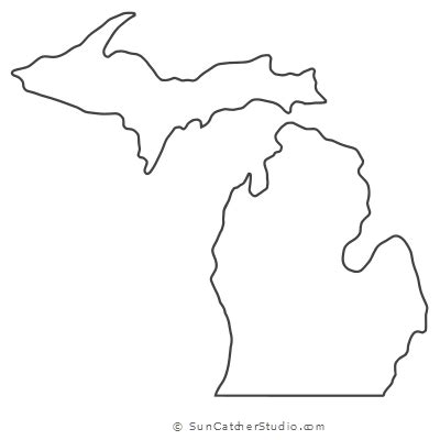 Michigan – Map Outline, Printable State, Shape, Stencil, Pattern ...