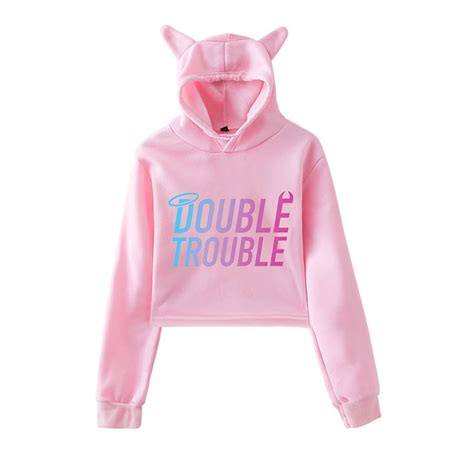 Stokes Twins Double Trouble logo Pullover Hoodie Merch Hoodies Sweatshirts for Girls Cat Ear ...