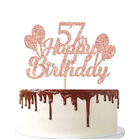 57 Black Glitter Happy 57th Birthday Cake Topper Cheers to 57 Years Party Cake Topper ...