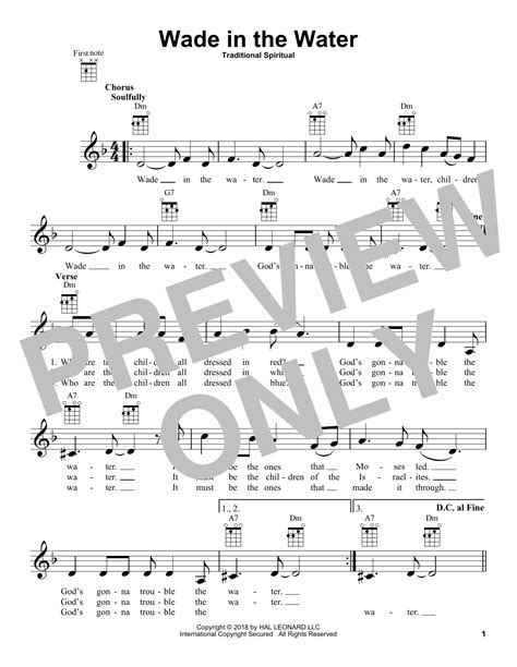 Wade In The Water Sheet Music | Traditional Spiritual | Ukulele