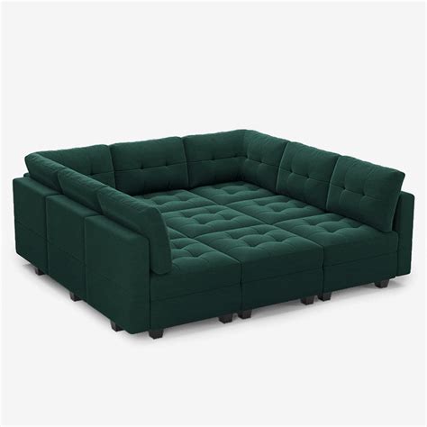 Belffin Modular Sofa - 9 Seats + 9 Sides Velvet Tufted Sofa with ...
