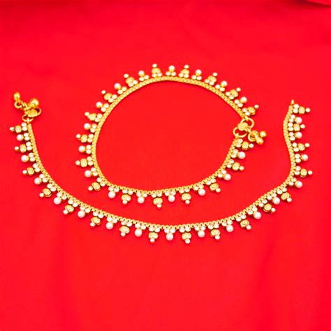 Pakistani Indian Gold Plated Bridal Payal Anklet Pair with Soft Bells ...