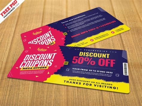 Beautiful Discount Coupons Template PSD | Coupon template, Discount ...