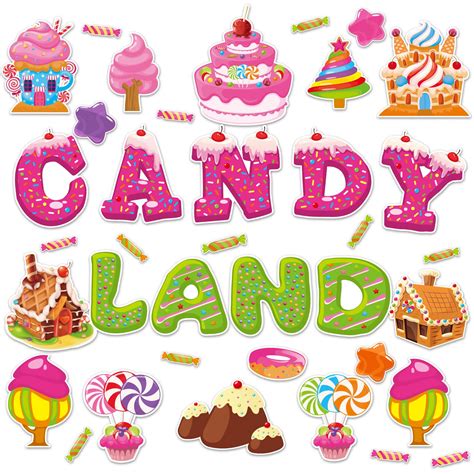 Buy Candyland Cutouts Candy Classroom Bulletin Board Decorations Candy Land Ice Cream Donut ...