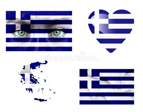 Set of Various Greece Flags Stock Illustration - Illustration of paper ...