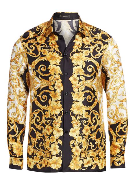 Versace Baroque Hibiscus Silk Shirt for Men - Lyst