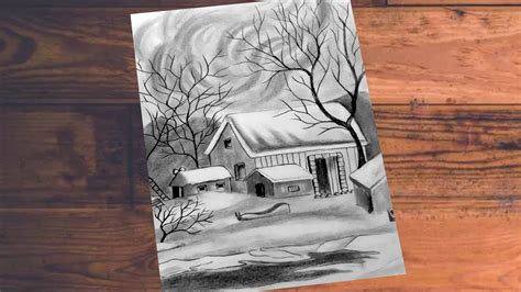 How to Draw Beautiful Winter Scenery for Beginners//Pencil Sketch of winter Season //#ColorMagic ...