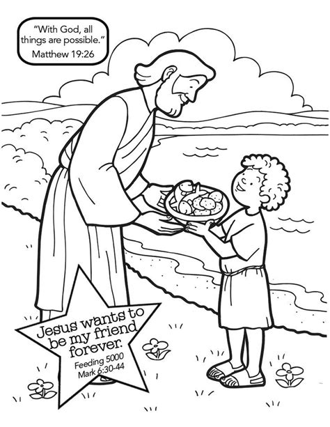 Feeding the 5000 coloring page | Biblia para preescolares, Lecciones de biblia para preescolar ...