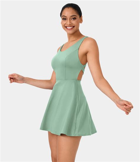 Crisscross Backless Plain 2-Piece Barre Ballet Dance Flared Dress-Venus ...